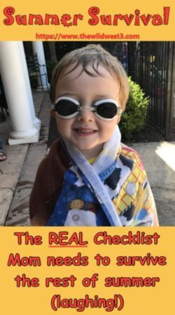 boy with towel and goggles by pool for summer survival