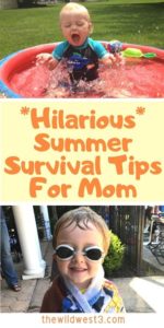 Pin for summer survival with toddler in pool and towl