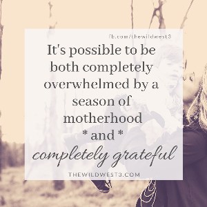 Motherhood - overhwelmed AND grateful - inspirational motherhood memes and quotes