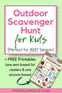 Outdoor Scavenger Hunt for Kids - Free Printables for Readers & Non-Readers