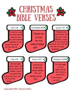 Christmas Bible Verses for Kids - Free Printable Memory Verses
