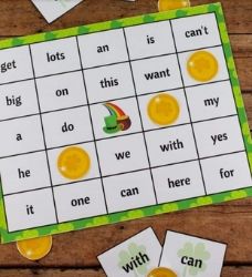 St. Patrick's Day Sight word Bingo activity for kids