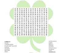 St. patrick's day kids word search activity