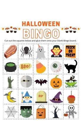 Sample Halloween Bingo Board for Cutting