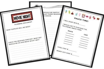 movie night educational activity printable packet