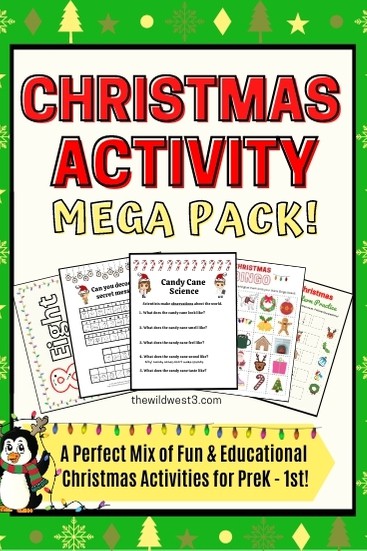 Christmas activity mega pack for preschool pin image