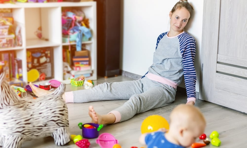 stay at home mom resting instead of cleaning