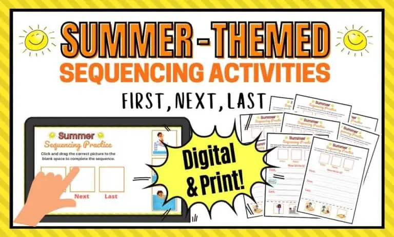 Printable and Digital Sequencing Activities for Kindergarten and First Grade