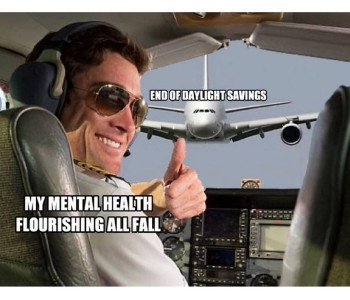 Daylight savings time meme about mental health