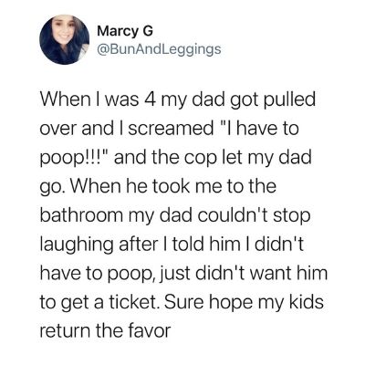 tweet about kid getting dad out of a ticket