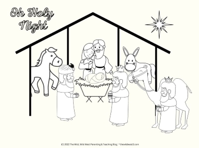 Nativity Printable Craft Activity page with Holy family for preschool