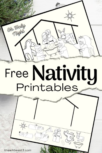 free nativity printables text printed over nativity craft cut out images